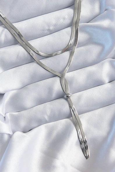 316L Çelik Gümüş Renk 2'li İtalyan Zincir Asansör Model Kadın Kolye - TJ-BKO8026 ürün görseli 1