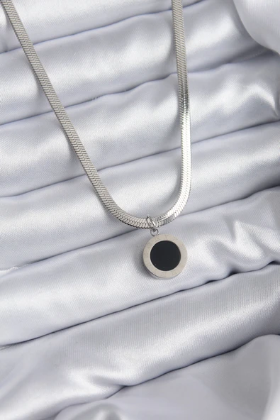 316L Çelik Gümüş Renk İtalyan Zincir Model İşleme Detay Kadın Kolye - TJ-BKO7866 ürün görseli 1