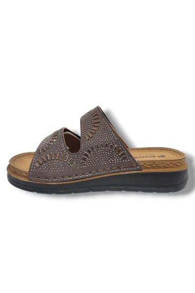 Enova M3-25 Anatomik Taşlı Çift Bant Cırtlı Kadın Terlik - Resim 9