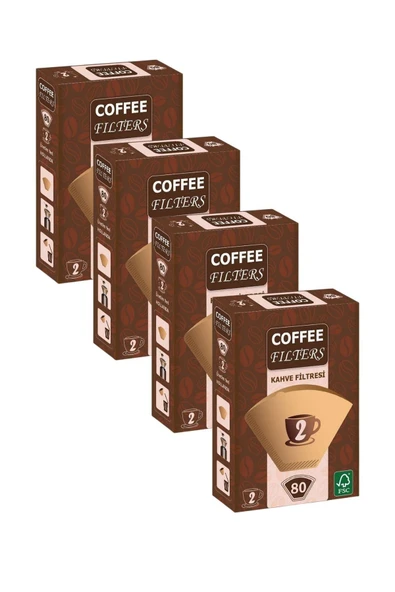 Caffeo Filters NO2 80 Adet Kahve Filtre Kağıdı x 4 Adet