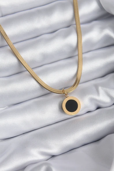 316L Çelik Gold Renk İtalyan Zincir Model İşleme Detay Kadın Kolye - TJ-BKO7867 ürün görseli 1