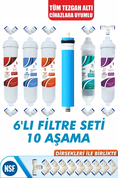 10 Aşamalı Tüm Kapalı Kasa Su arıtma Cihazlarıyla Uyumlu Filtre Seti ürün görseli