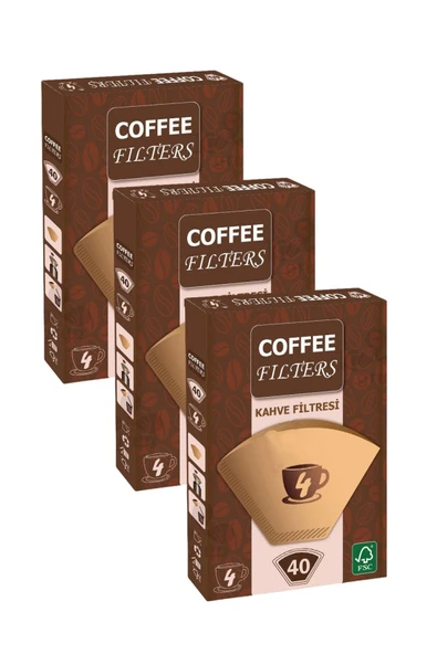 Caffeo Filters NO4 40 Adet Kahve Filtre Kağıdı x 3 Adet - 1
