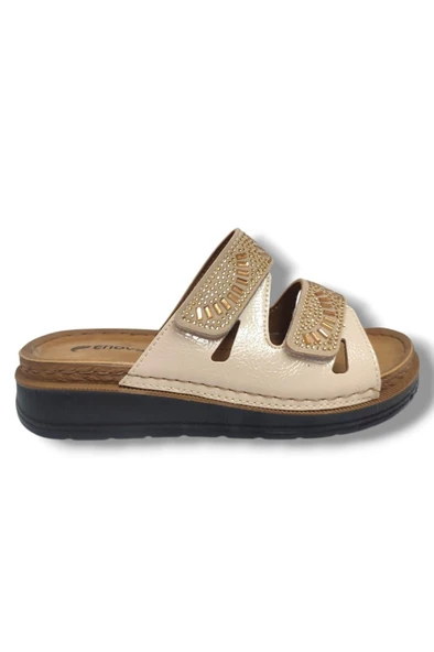 Enova M3-25 Anatomik Taşlı Çift Bant Cırtlı Kadın Terlik - Resim 2