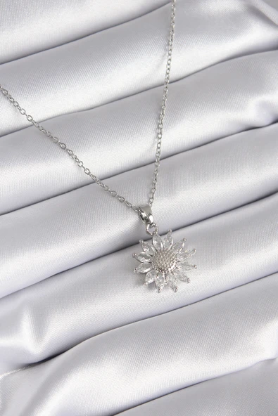 316L Çelik Gümüş Renk Papatya Model Kadın Kolye - TJ-BKO8320 ürün görseli 1