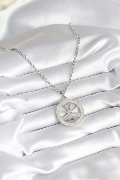 316L Çelik Gümüş Renk Zirkon Taşlı Rüya Kapanı Model İşeme Detay Kadın Kolye - TJ-BKO8267 - Resim 2