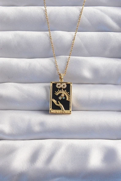 316L Çelik Zincir Gold Renk Sonsuzluk Detay Zirkon Taşlı Tarot Kolye - TJ-BKO8983 ürün görseli 1