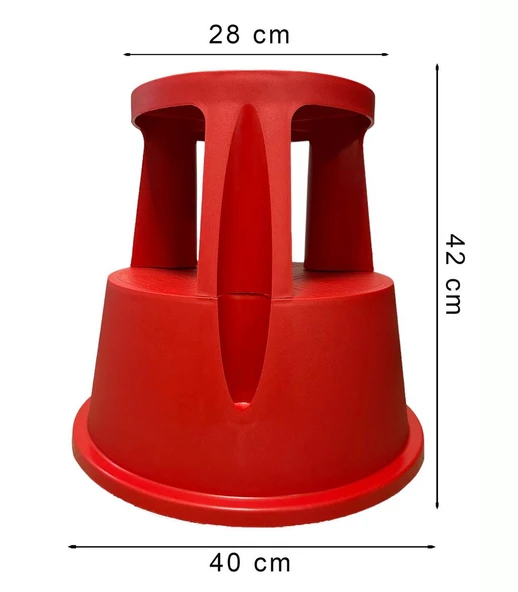 Basamaklı Kaymaz Tabure Kırmızı ürün görseli