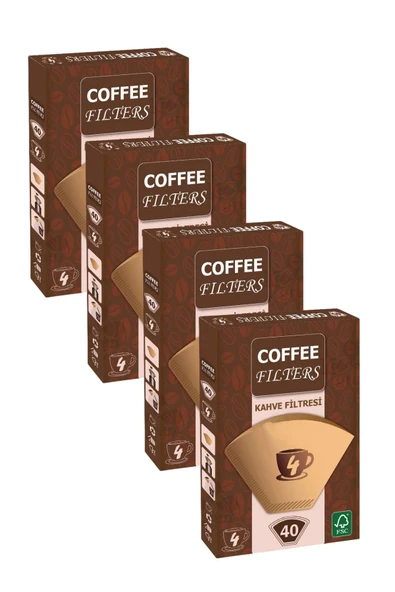 Caffeo Filters NO4 40 Adet Kahve Filtre Kağıdı x 4 Adet - 1