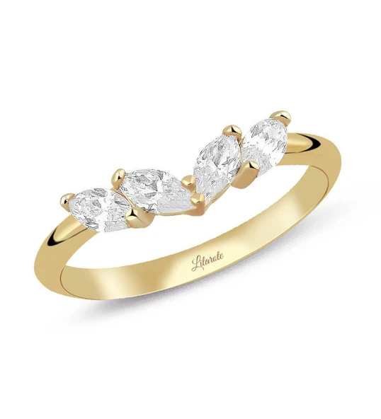 Dört Oval Taşlı Altın Yüzük ürün görseli 1