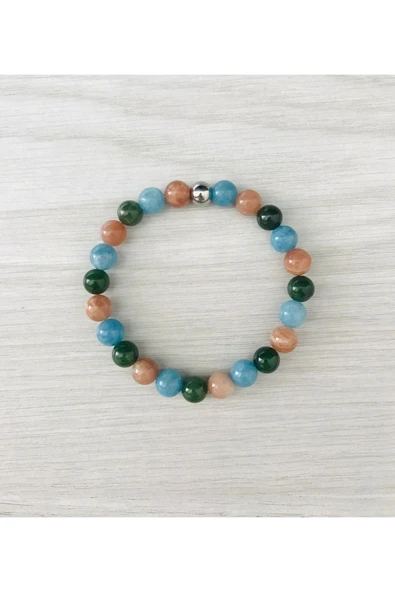 MK TASARI Gerçek Mavi Kuvars, Güneş Taşı, Kantaşı Bileklik MK100157 ürün görseli
