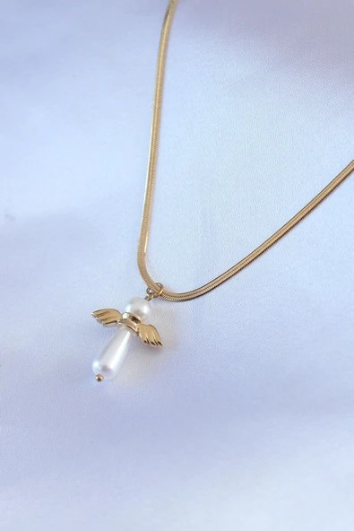 316L Çelik Gold Renk İtalyan Zincir Model Piyon Figür Kadın Kolye - TJ-BKO7427 ürün görseli 1