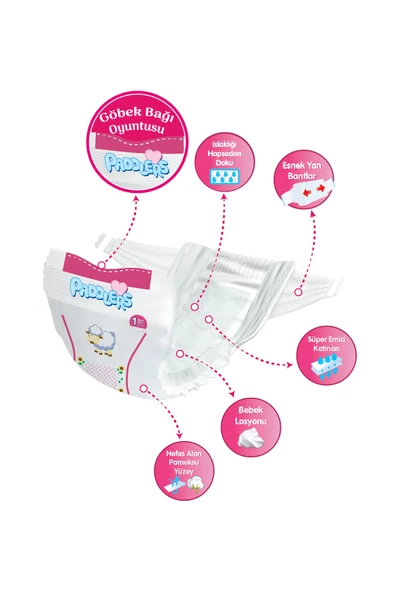 Paddlers Bebek Bezi 1 Numara Yenidoğan 256 Adet (2-5 Kg) Ekstra Jumbo Set - Resim 2