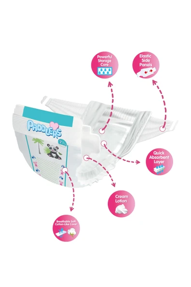 Paddlers Bebek Bezi 7 Numara XX-Large 128 Adet (20-30 Kg) Ekstra Jumbo Set - Resim 2