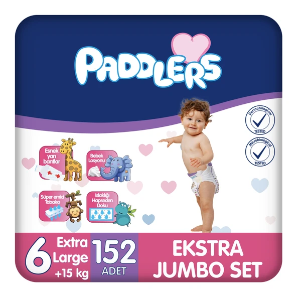 Paddlers Bebek Bezi 6 Numara X-Large 152 Adet (15+Kg) Ekstra Jumbo Set ürün görseli