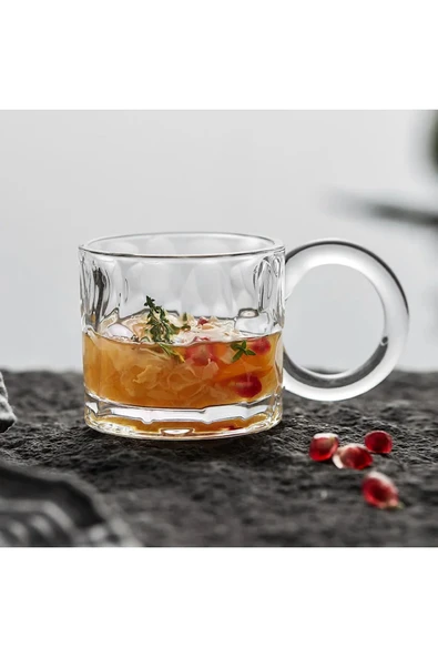 Akayev Halka Kulplu 6lı Cam Kupa Seti Desen1 - 3