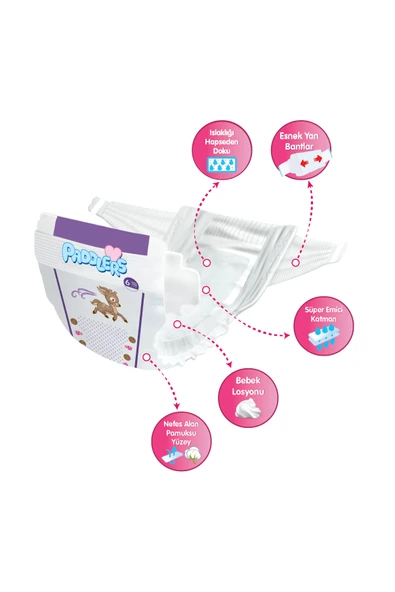 Paddlers Bebek Bezi 6 Numara X-Large 152 Adet (15+Kg) Ekstra Jumbo Set - Resim 2