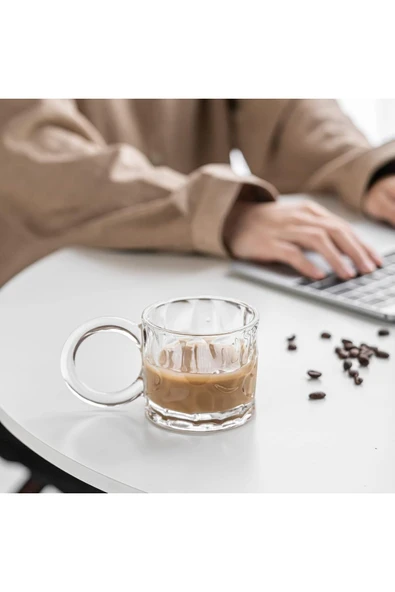 Akayev Halka Kulplu 6lı Cam Kupa Seti Desen1 - 4