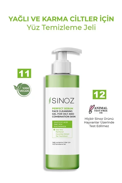 Sinoz Perfect Sebum Dengeleyici Yüz Temizleme Jeli 200 ml Yağlı Karma Ciltler İçin - 5
