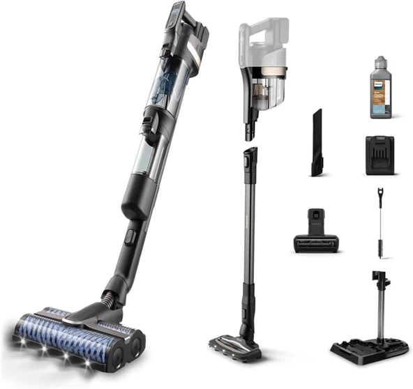 Philips Aqua Trio 9000 Serisi Islak&Kuru Dikey Süpürge, Tek Süpürge 3 İşlem, Otomatik Temizlik, LED Işıklı Başlık (XW9463/11) - Resim 2