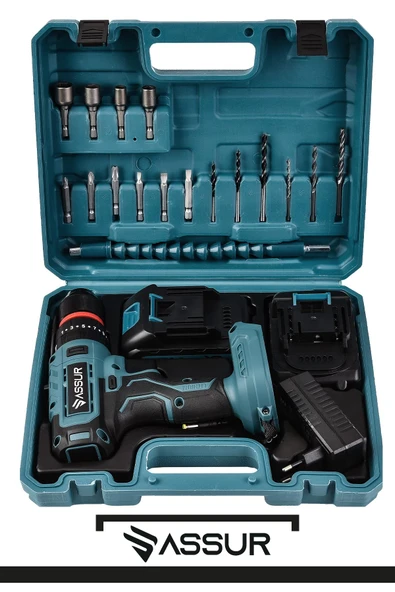 Assur 12V Çift Akülü Darbeli Şarjlı Matkap Dijital Göstergeli Akülü Vidalama - 2