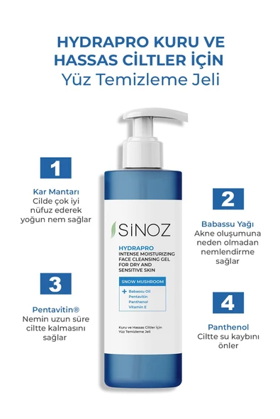 Sinoz Hydrapro Kuru Ve Hassas Ciltler Için Yüz Temizleme Jeli 200 ml - 2