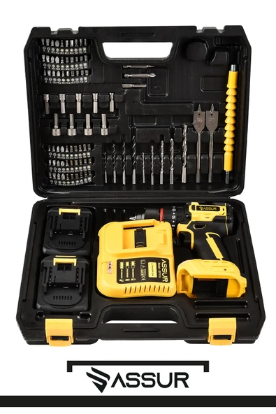 Assur 21V Çelik Mandren Kömürsüz Motor Darbeli Şarjlı Matkap Akülü Vidalama - Resim 2