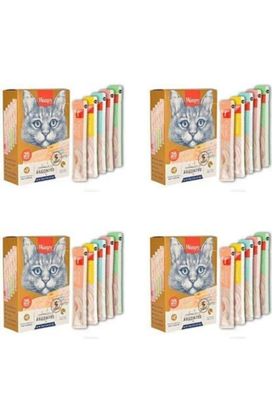 Wanpy Karışık 8 Lezzetli Krema/sıvı Kedi Ödülü 25x14gr X 4 Adet - 1