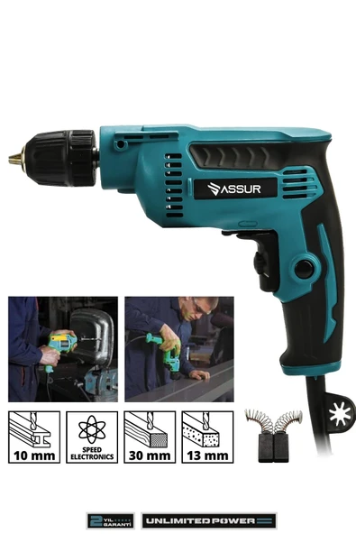 Assur 580W Metal Şanzıman 10mm Elektrikli Vidalama Matkap - 1