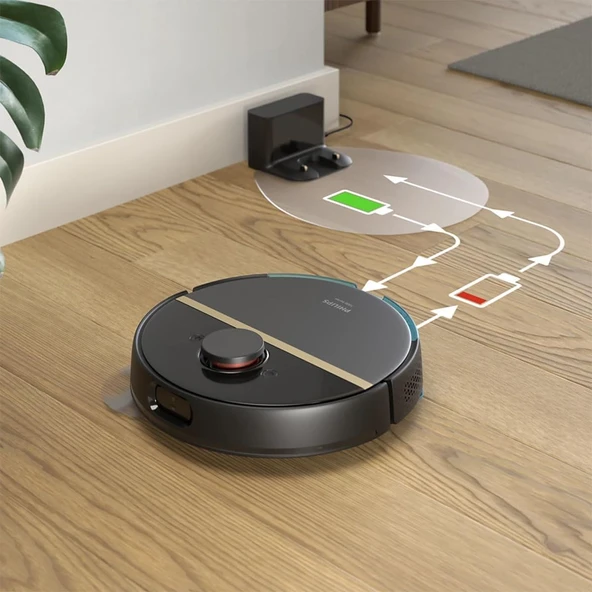 Philips 7000 Serisi HomeRun Aqua Islak Kuru Robot Süpürge, Sarj istasyonlu, Koyu Siyah ve Altın Sarısı, XU7000/01 - Resim 2