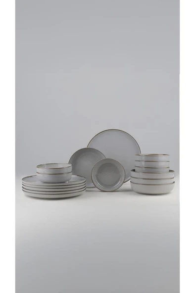 Kütahya Porselen Moderna 18 Parça 6 Kişilik Yemek Takımı Gri - 4