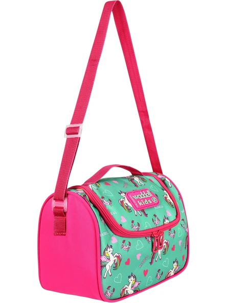 Waddell Lisanslı Fuşya- Su Yeşili Unicorn Desenli Termal Beslenme Çantası 1019 - 5