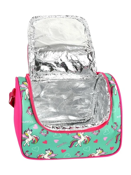 Waddell Lisanslı Fuşya- Su Yeşili Unicorn Desenli Termal Beslenme Çantası 1019 - 4