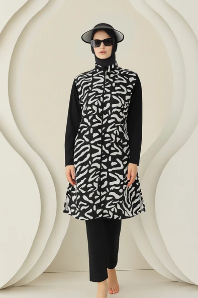 Renkli Tam Fermuarlı Tesettür Mayo ürün görseli