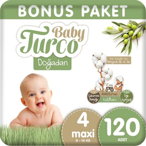 Baby Turco Doğadan Bonus Bebek Bezi 4 Numara Maxi 120 Adet ürün görseli