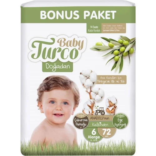 Baby Turco Doğadan Bonus Bebek Bezi 6 Numara Xlarge 72 Adet - 3