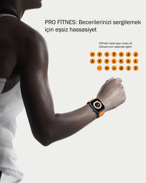 AUKEY SW-1U Akıllı Saat 1 Ultra 2,0 inc Amoled Ekran 15 gün Pil Ömrü IP67 Siyah ve Turuncu - 8