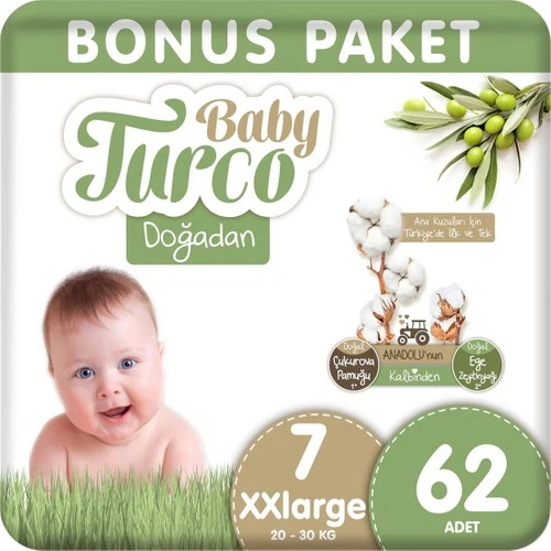 Baby Turco Doğadan Bonus Bebek Bezi 7 Numara Xxlarge 62 Adet - Resim 2