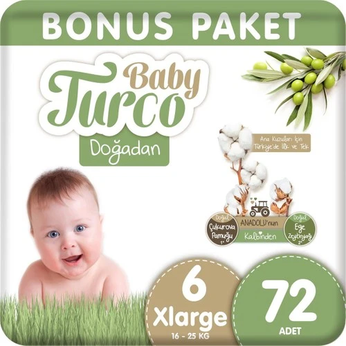 Baby Turco Doğadan Bonus Bebek Bezi 6 Numara Xlarge 72 Adet - 2
