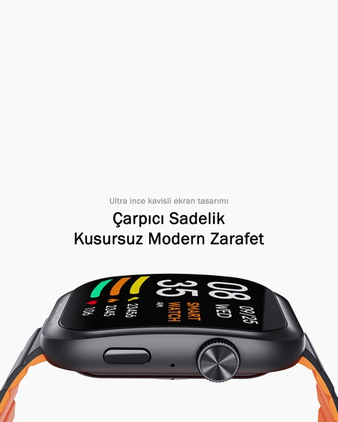 AUKEY SW-1U Akıllı Saat 1 Ultra 2,0 inc Amoled Ekran 15 gün Pil Ömrü IP67 Siyah ve Turuncu - 4