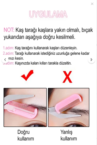 Kaş Düzeltme Makası Paslanmaz Çelik Taraklı Kaş Şekillendirme Aparatı Sabitleyici Yüz Usturası Ağda - Resim 5