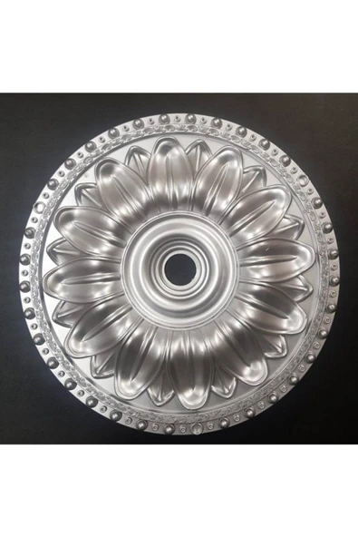 Decomarket 40*40 Cm Estetik Dekoratif Tekli Avize Göbeği Gümüş - 2
