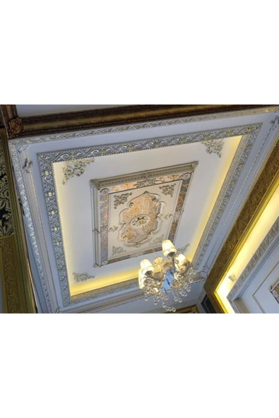 Decomarket Decogold Saray Tavan Köşe Motif 41*26 Cm Beyaz Altın - Resim 2