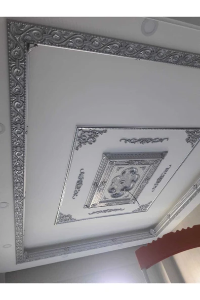 Decomarket Decogold Saray Tavan Köşe Motif 27*18 Cm Gümüş - Resim 4