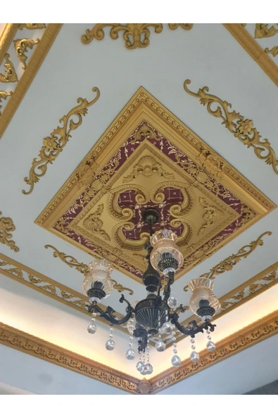 decozara 90x90 KARE GÜMÜŞ RENK SARAY TAVAN GÖBEK - Resim 2