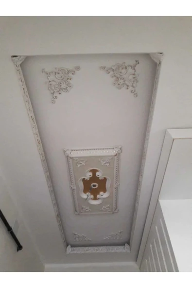 MİVA KONSEPT 41X26 CM Dekoratif Tavan-Duvar-Kapı-Mobilya Köşe Motifi BEYAZ RENK 4'LÜ SET - Resim 2