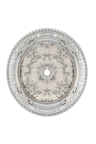 MİVA KONSEPT 90x90 OVAL GÜMÜŞ  RENK SARAY TAVAN GÖBEK - Resim 2