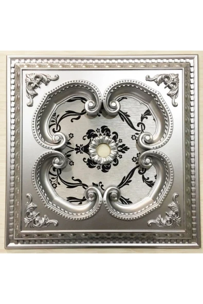 MİVA KONSEPT 60X60 KARE GÜMÜŞ  RENK SARAY TAVAN GÖBEK ürün görseli 1
