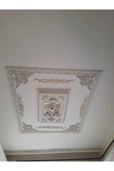 Decomarket Decogold Saray Tavan Köşe Motif 27*18 Cm Beyaz Altın - Resim 6