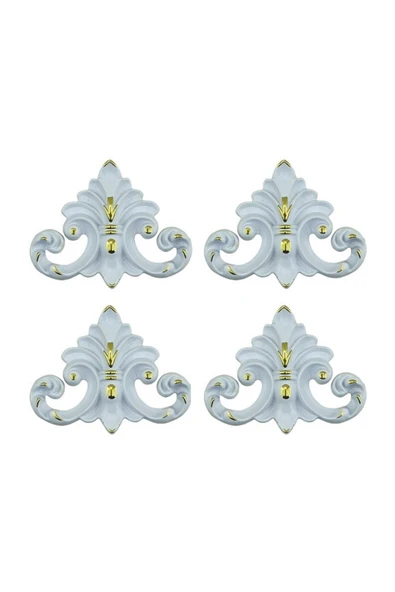 DECOZZA Dekoratif Beyaz Altın 4'lu Motif Paketi ürün görseli 1